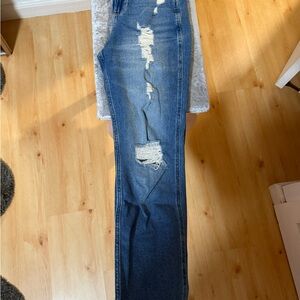 Hollister Women's Distressed Skinny Jeans - Blue